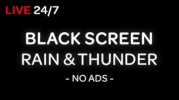 Rain & Thunder Sounds for Sleeping 24/7 | Black Screen, Thunderstorm, White Noise, Stress Relief