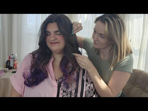 ASMR Hair Curling With Hair Extension Installation - Hair Perfecting, Placing & Finishing Touches
