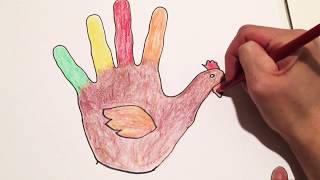 Draw a thanksgiving turkey with your hand