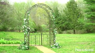 Montebello Scrollwork Metal Garden Arbor with Gate