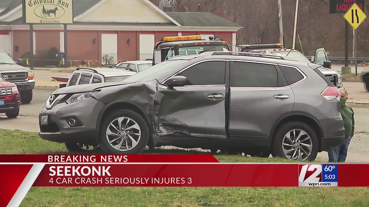 Seekonk crash sends 3 to hospital; Route 6 back open - YouTube
