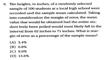 SAT Prep Problem Solving & Data Analysis 4-6 Scatterplots & Sampling Q9