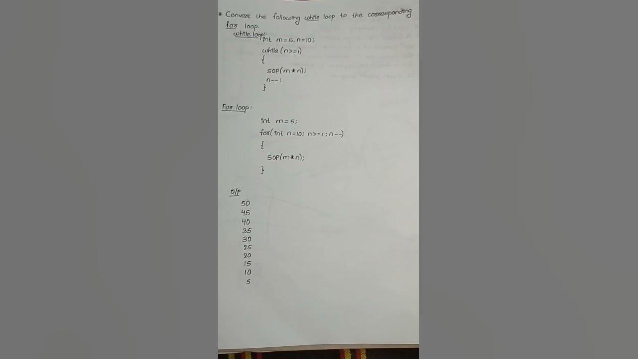 convert while loop to corresponding for loop#loop#while#for#interview# ...