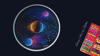 galaxy oil drawing easy step pastels