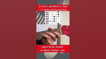 E Minor Pentatonic Scale + ♭ 5 open string position #shorts #guitarlessons #guitartabs