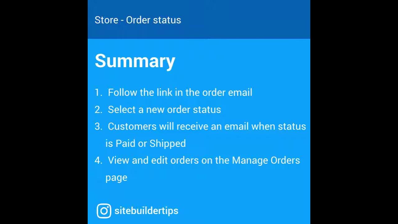 Store Order status YouTube