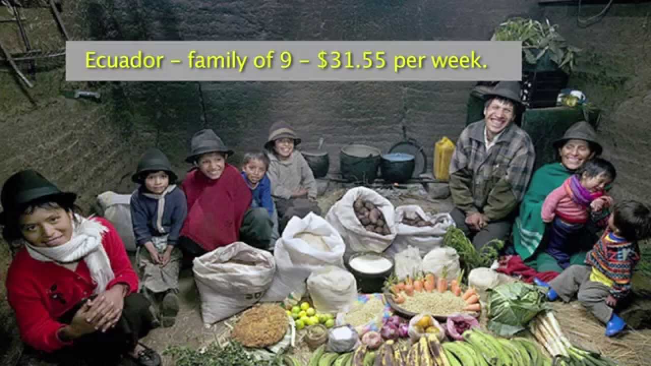 Weekly diet of families in different countries Weekly diet of families in different countries