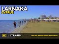 4K  Larnaka  Cyprus ❤️ Walking Tour Finikoudes Beach  - City Center