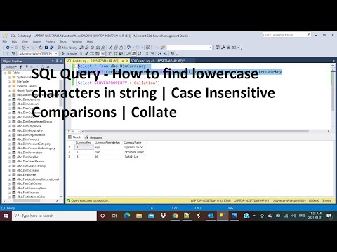 SQL Interview Question | How to find strings with lower case characters | Case Insensitive | Collate