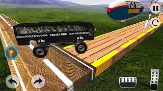 Impossible Grand Monster Black Police Bus Stunts Driver Simulator Crash - Android GamePlay screenshot 4