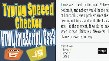How to Build a Typing Speed Checker using JavaScript, HTML, and CSS #javascript #html #css