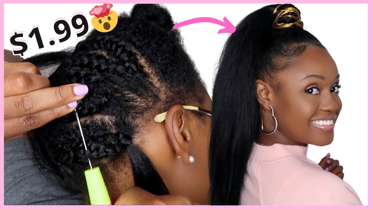 HOW TO CROCHET WITH BRAIDING HAIR HALF UP HALF DOWN KANEKALON
