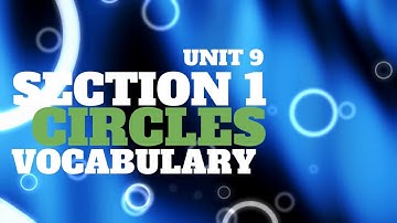 Geometry Unit 9 Section 1 Circle Vocab