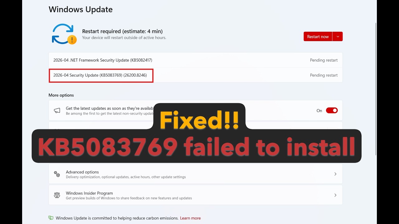 How to fix KB5083769 failed to install in Windows 11 25H2 or 24H2 - YouTube
