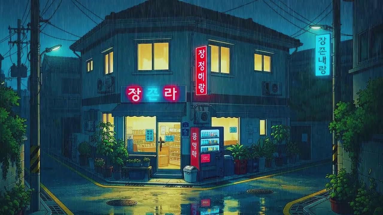 Rain Sounds & Lofi for Long Sessions in a Soft Korean Rainy Night for Stress-Free Work 😌