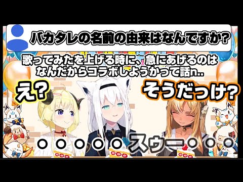 不知火フレア - “バカタレの始まり"について偽りの情報を伝えようとするもフレアに“真実"を言われるフブキ【ホロライブ/切り抜き/白上フブキ/不知火フレア/角巻わため/バカタレ共】