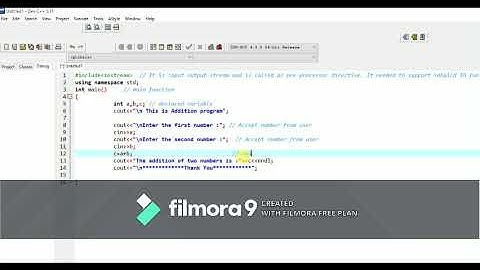 Basic Addition Program in Dev c++ using  C++ Language.Step by step