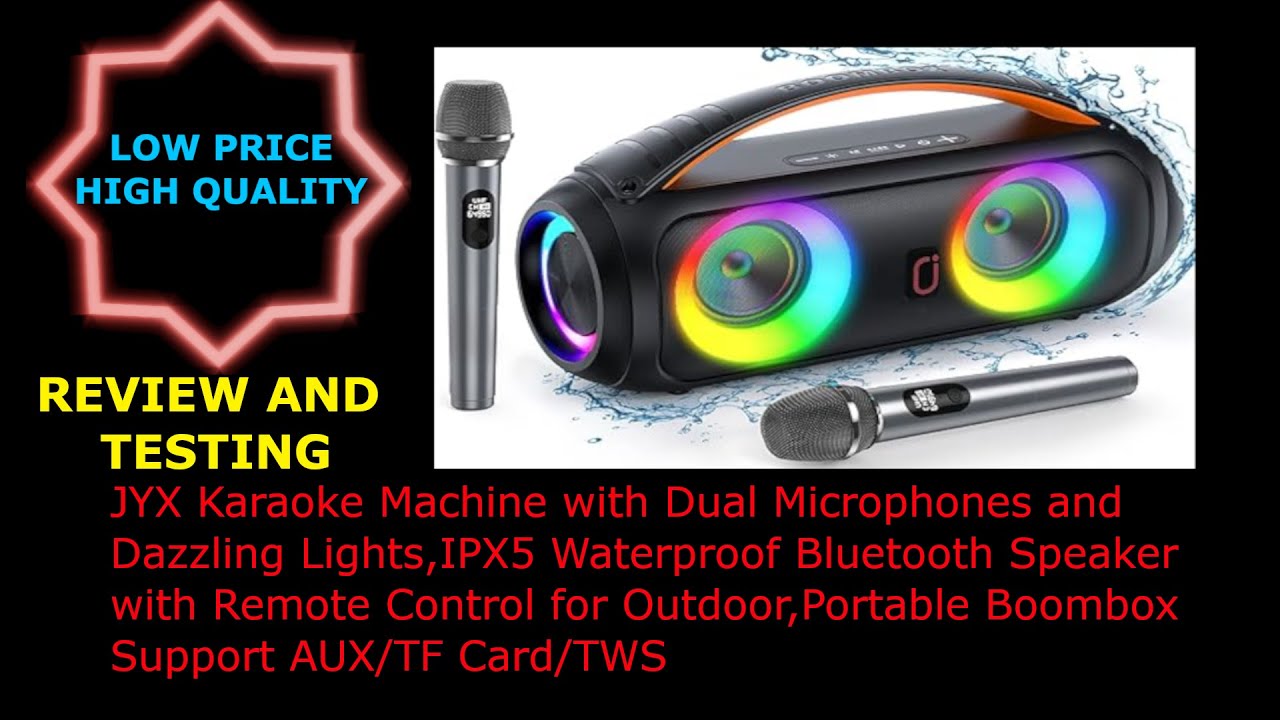 JYX Karaoke Machine with Dual Microphones, Bluetooth speaker, FM radio open box,  review and test.