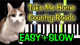 Take Me Home, Country Roads - John Denver - Piano Tutorial Easy SLOW + Free Sheet Music PDF