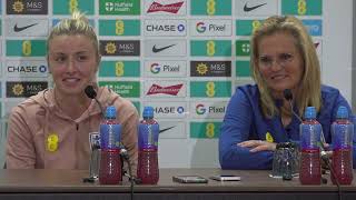 ENGLAND WOMEN PRESS CONFERENCE: Sarina Wiegman and Leah Williamson: England v France