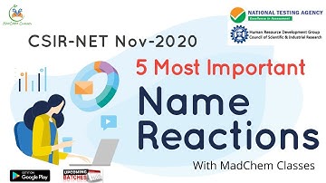 Name Reactions Top 5 Most Important Name Reactions in Organic for CSIR NET Nov Chemical Science 2020
