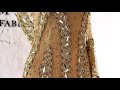 Golden fair handmade beaded lace on a dress form  ghf