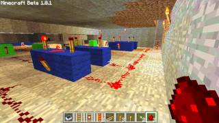 Minecraft redstone 4-bit counter + 7 segment