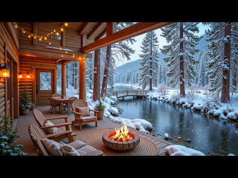 Serene Winter Riverside Cabin Porch Soft Piano Music Crackling Fire For Deep Relaxation Serene Winter Riverside Cabin Porch Soft Piano Music Crackling Fire For Deep Relaxation