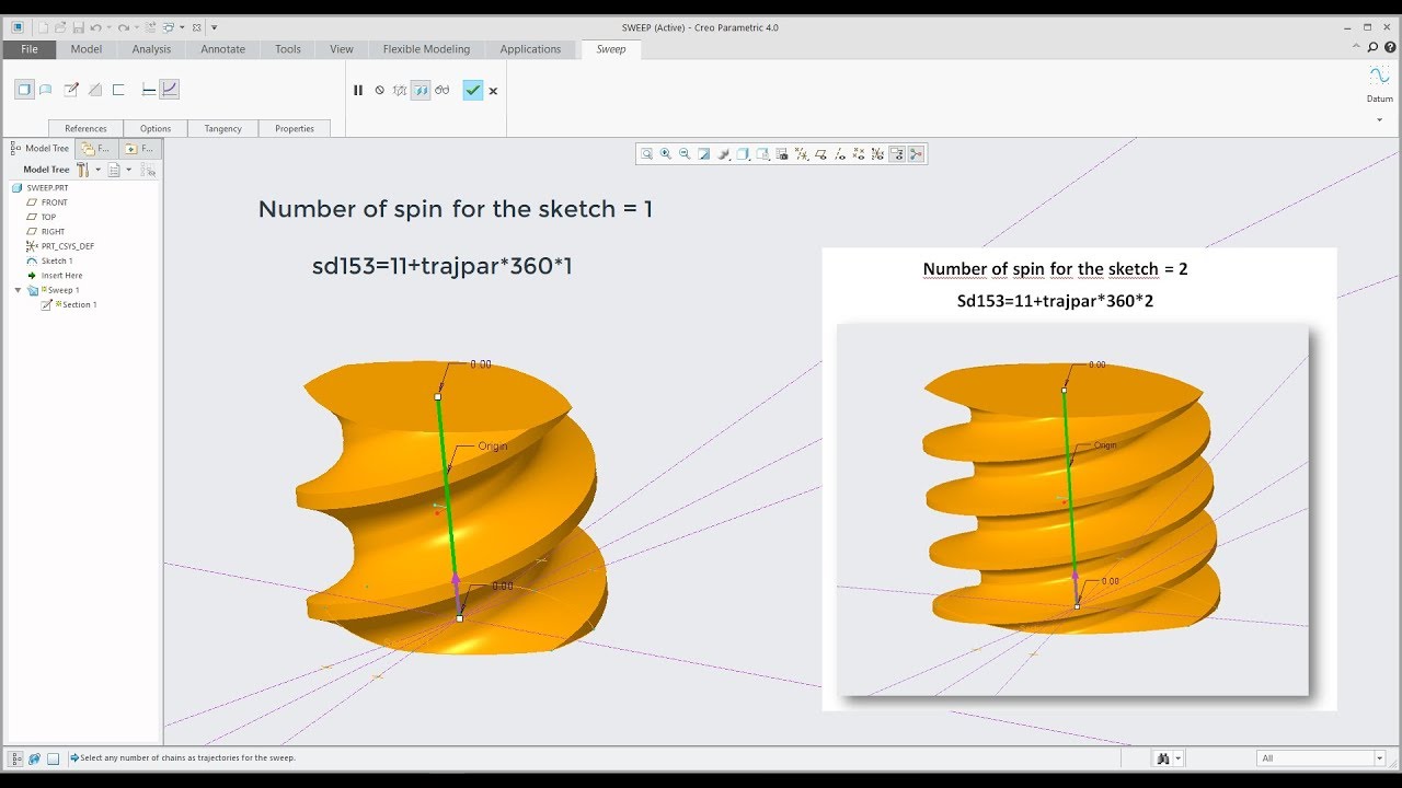Creo tutorial How to create Worm Gear Shaft YouTube