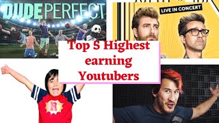 Top 5 Youtubers of 2020 in the world || YouTube Earnings ||Ryan kaji , Mr.Beast ,Dude Perfect