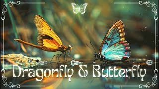 DRAGONFLY & BUTTERFLY | 4K Peaceful Nature Scene & Soothing Piano ♫ Music for Relax/Sleep/Focus