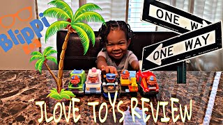 JLove Plays with New Blippi Ice cream, Firetruck, Police Car, Excavator, and Recycling Truck Vehicle