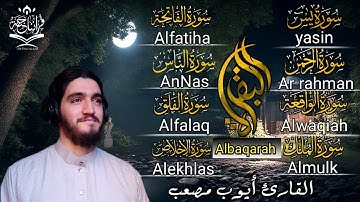 سورة البقرة - يس - الرحمن - الواقعة - الملك - المعوذتين بصوت القارئ أيوب مصعب رقية للبيت