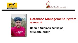 Question 19 | Java Institute | Database Management System Question set