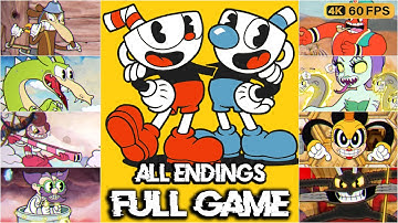 Cuphead 1 Full Game Walkthrough - All Endings 4K60fps