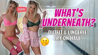 Naughty School Girl Outfits And Lingerie Try On Haul Hot Costume Mini Skirt Pig Tails