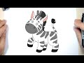 How to Draw a Cartoon Cute Zebra,Drawing Animal