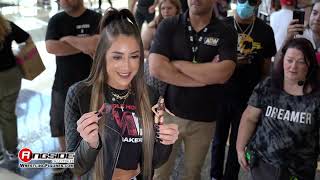 AEW Revolution 2022 Fan Fest - Britt Baker Sees Her New Wrestling Action Figures From Jazwares!