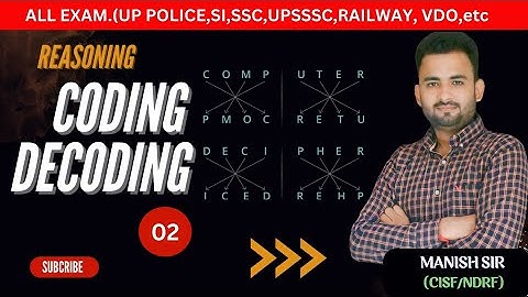 Coding Decoding class 2  by Manish Sir (CISF/NDRF)