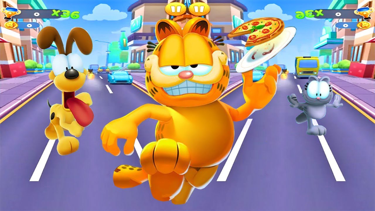 Corrida do Garfield jogo, Garfield Rush, joguinho do gato Garfield infantil  pra crianças, kids fun 