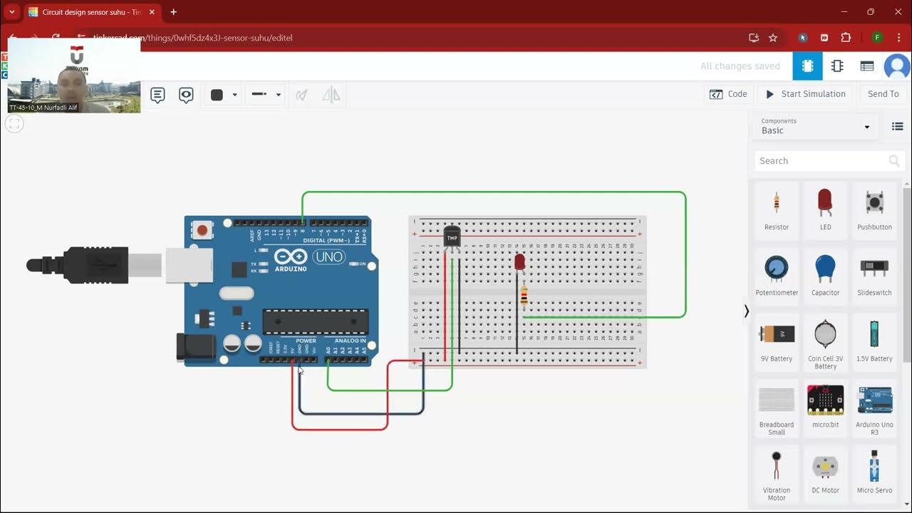 Sensor suhu menggunakan arduino dan tmp 36 pada Tinkercad - YouTube