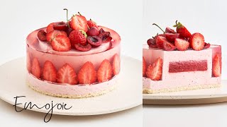 Strawberry and Cherry Jelly Cake Recipe | Emojoie