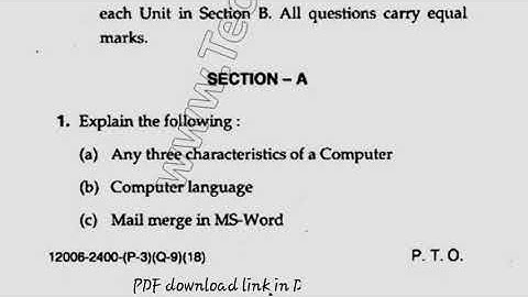 MBA 1st Sem Computer Application in Management Question Paper 2018
