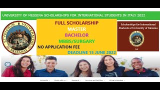 Messina University Italy International Scholarship 2022 for Bachelor and Master application process. screenshot 1