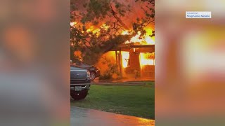 Deputy&#39;s family escapes before house burns to ground during deadly Harris County storms
