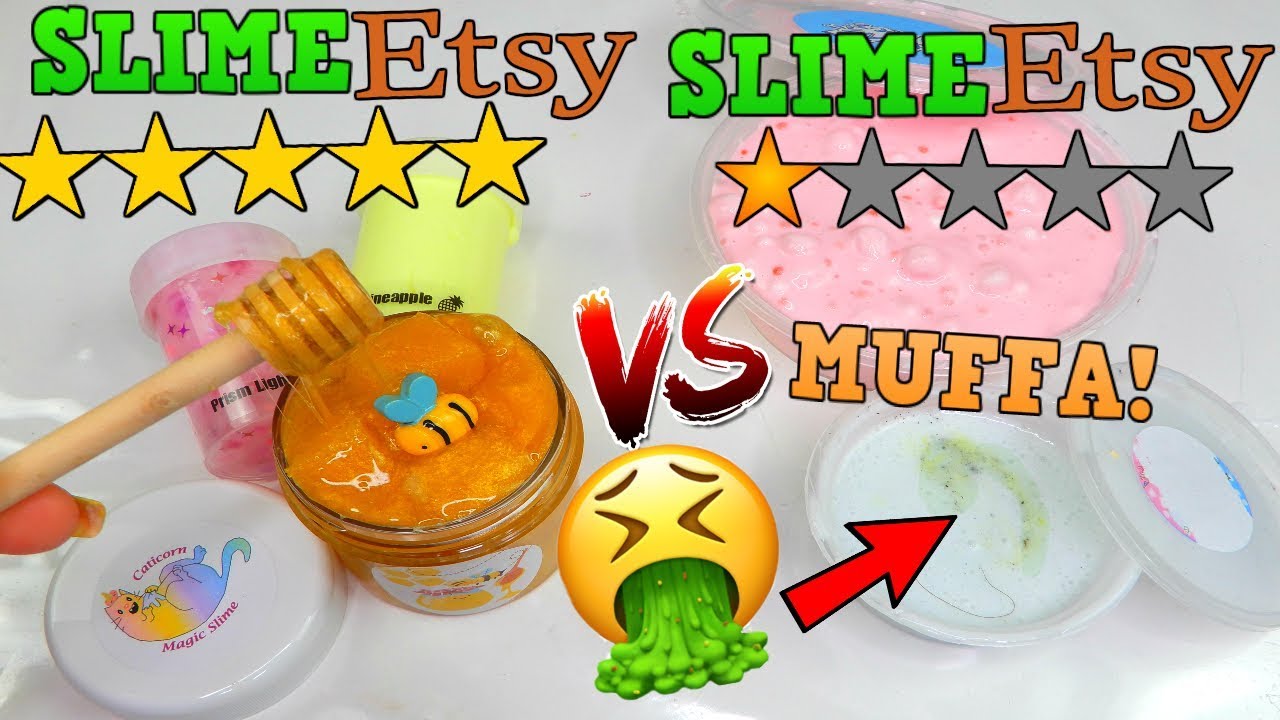 SLIME COMPRATI DA ETSY CON 1 STELLA CONTRO 5 STELLE! MUFFA E CAPELLI NELLO SLIME! iolanda sweets