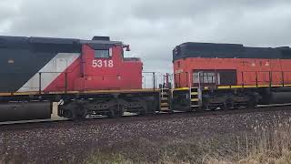 Mixed trio of SD40-2s working Minnesota's Iron Range.