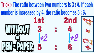 RATIO AND PROPORTION | WITHOUT PEN OR PAPER | SHORT TIME & TRICKS #81