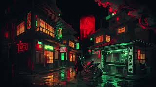 Anime Cyberpunk Japanese Neon Street Night Rain 4K No Copyright