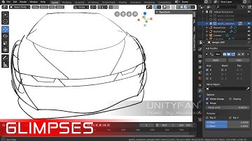 #392 GLIMPSES - 3d sketching a car in blender Part 23 - 4x timelapse